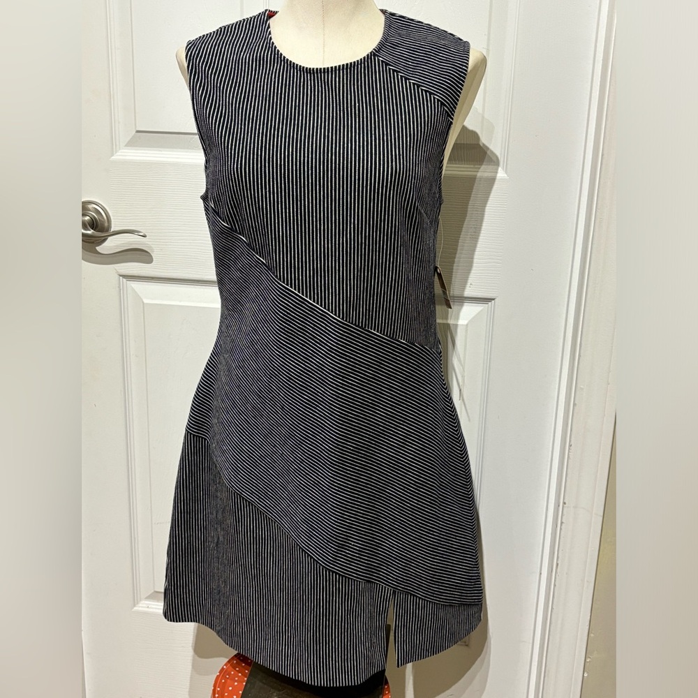 1. NWT RACHEL Rachel Roy Striped Indigo/darkNavy and White Women's Dress